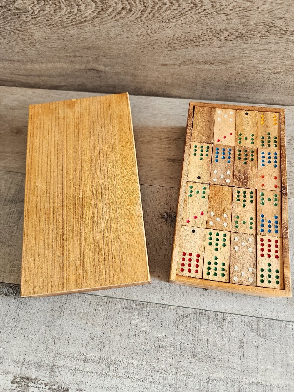 Novica Wooden Rain Forest Dominoes Domino Boxed Set Travel Board Game Luxury